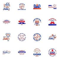 Happy fathers day 16 Blue and red Typography set Vector typography Vintage lettering for greeting cards banners tshirt design You are the best dad Editable Vector Design Elements