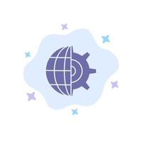 Gear Globe Setting Business Blue Icon on Abstract Cloud Background vector