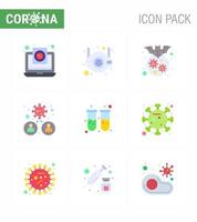 CORONAVIRUS 9 Flat Color Icon set on the theme of Corona epidemic contains icons such as people bacteria safety disease corona viral coronavirus 2019nov disease Vector Design Elements