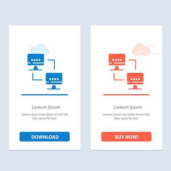 Computer Network Computing Computers  Blue and Red Download and Buy Now web Widget Card Template vector