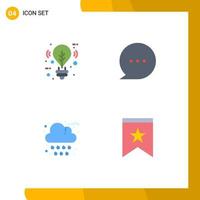 4 concepto de icono plano para sitios web móviles y aplicaciones bombilla lluvia iluminación comentario insignia elementos de diseño vectorial editables vector