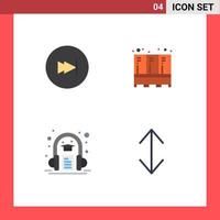 4 Universal Flat Icon Signs Symbols of arrow book multimedia locker learning Editable Vector Design Elements