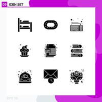 Editable Vector Line Pack of 9 Simple Solid Glyphs of file format cdr format hardware cdr file cup Editable Vector Design Elements