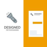 Flashlight Light Torch Flash Grey Logo Design and Business Card Template vector