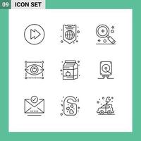 Set of 9 Modern UI Icons Symbols Signs for food breakfast in eye design Editable Vector Design Elements