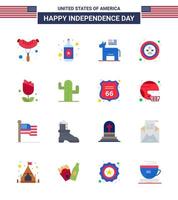 16 Creative USA Icons Modern Independence Signs and 4th July Symbols of usa flower political badge celebration Editable USA Day Vector Design Elements