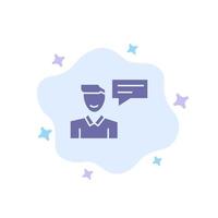 Chat Message Popup Man Conversation Blue Icon on Abstract Cloud Background vector