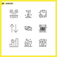 9 Thematic Vector Outlines and Editable Symbols of forward mail box upside arrow Editable Vector Design Elements