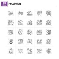 25 Pollution icon set vector background