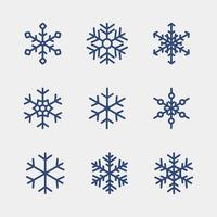 icono de conjunto de vectores de copos de nieve