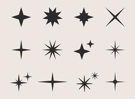 Shine sparkle star icon set vector