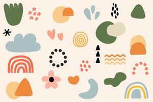 Abstract hand drawn various shapes and doodle design elements set vector