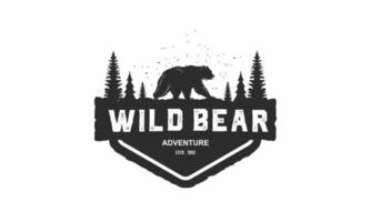 vector de diseño de logotipo de oso salvaje premium, ilustración vintage del logotipo del emblema