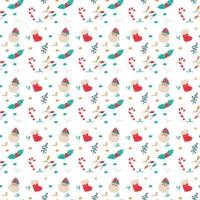 Seamless Christmas pattern. Vintage vector set. Merry Christmas and Happy New Year. Isolated vector illustration. Cartoon style. Geometric background. Decorative print.