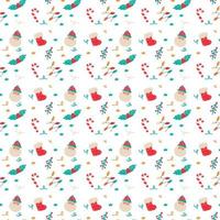 Seamless Christmas pattern. Vintage vector set. Merry Christmas and Happy New Year. Isolated vector illustration. Cartoon style. Geometric background. Decorative print.