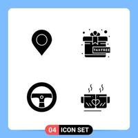 4 Solid Black Icon Pack Glyph Symbols for Mobile Apps isolated on white background 4 Icons Set Creative Black Icon vector background