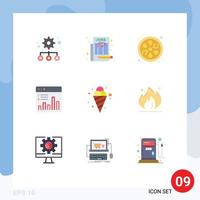 User Interface Pack of 9 Basic Flat Colors of ice cream cream sauna monitoring chart Editable Vector Design Elements