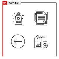 4 General Icons for website design print and mobile apps 4 Outline Symbols Signs Isolated on White Background 4 Icon Pack Creative Black Icon vector background