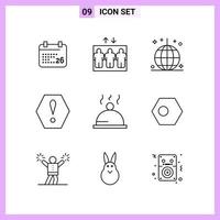 9 Icons in Line Style Outline Symbols on White Background Creative Vector Signs for Web mobile and Print Creative Black Icon vector background