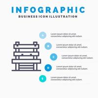 Chair Room Station Waiting Line icon with 5 steps presentation infographics Background vector