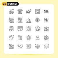 Universal Icon Symbols Group of 25 Modern Lines of forecast analytics processing web store ecommerce Editable Vector Design Elements