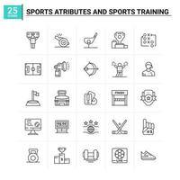 25 Sports Atributes And Sports Training icon set vector background