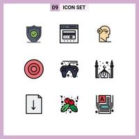 Universal Icon Symbols Group of 9 Modern Filledline Flat Colors of symbols sign online gold mind Editable Vector Design Elements