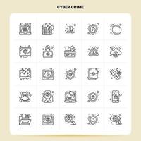 OutLine 25 Cyber Crime Icon set Vector Line Style Design Black Icons Set Linear pictogram pack Web and Mobile Business ideas design Vector Illustration