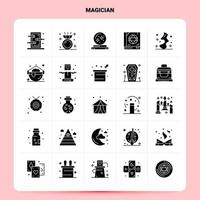 Solid 25 Magician Icon set Vector Glyph Style Design Black Icons Set Web and Mobile Business ideas design Vector Illustration