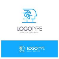 Android Artificial Brain Human Interface Blue outLine Logo with place for tagline vector