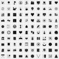 Set of 100 Business Solid Glyph icons vector