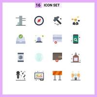 16 Thematic Vector Flat Colors and Editable Symbols of light alert manager mailbox check Editable Pack of Creative Vector Design Elements