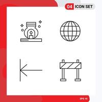Pack of 4 Modern Filledline Flat Colors Signs and Symbols for Web Print Media such as burner start spa world barrier Editable Vector Design Elements