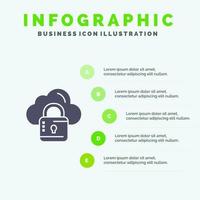 Cloud Network Lock Locked Infographics Presentation Template 5 Steps Presentation vector