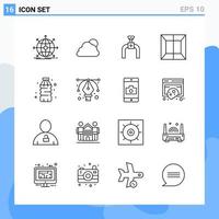 Modern 16 Line style icons Outline Symbols for general use Creative Line Icon Sign Isolated on White Background 16 Icons Pack vector