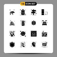 16 User Interface Solid Glyph Pack of modern Signs and Symbols of spa massage location hot data Editable Vector Design Elements