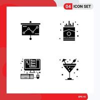 Thematic Vector Solid Glyphs and Editable Symbols of chart invoice projector food percent Editable Vector Design Elements