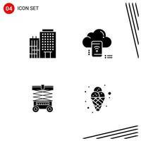 Collection of 4 Vector Icons in solid style Pixle Perfect Glyph Symbols for Web and Mobile Solid Icon Signs on White Background 4 Icons