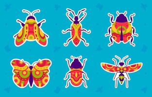 Spring Insect Sticker Collection Set vector