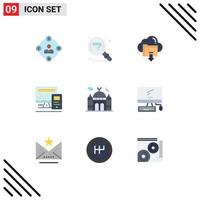 Universal Icon Symbols Group of 9 Modern Flat Colors of mosque education download monitor computing Editable Vector Design Elements