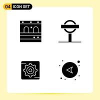 4 Creative Icons for Modern website design and responsive mobile apps 4 Glyph Symbols Signs on White Background 4 Icon Pack Creative Black Icon vector background