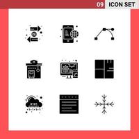 9 Universal Solid Glyphs Set for Web and Mobile Applications adaptive station internet road integration bus Editable Vector Design Elements