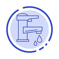 Tap water Hand Tap Water Faucet Drop Blue Dotted Line Line Icon vector