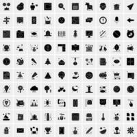 Set of 100 Business Solid Glyph icons vector