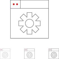 configuración de diseño web conjunto de iconos de línea negra en negrita y delgada vector