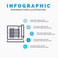 Construction Drafting House Map Line icon with 5 steps presentation infographics Background vector