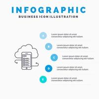 Cloud storage Business Cloud Storage Clouds Information Mobile Safety Line icon with 5 steps presentation infographics Background vector