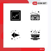 User Interface Pack of 4 Basic Solid Glyphs of analytics bowl media direction soup Editable Vector Design Elements