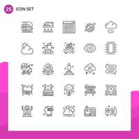 Line Pack of 25 Universal Symbols of signal sound browser quaver music Editable Vector Design Elements