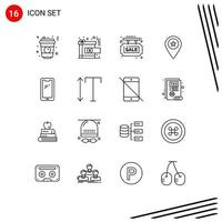 16 Thematic Vector Outlines and Editable Symbols of pin map info location shop Editable Vector Design Elements